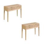 Nathan James Set of 2 Boho Wood Fluted Console Tables Brown