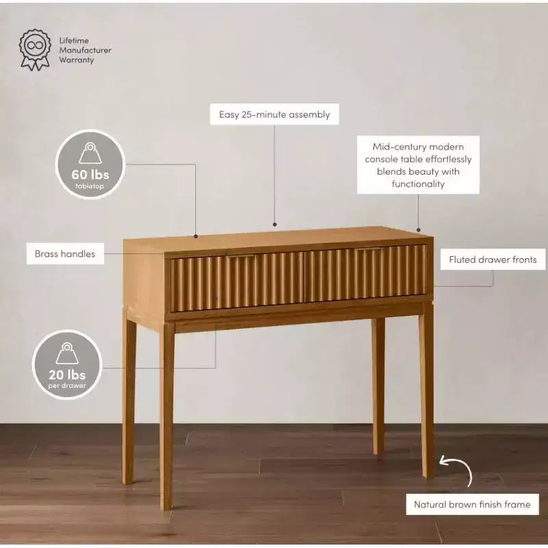 Nathan James Lot de 2 consoles cannelées en bois style bohème marron