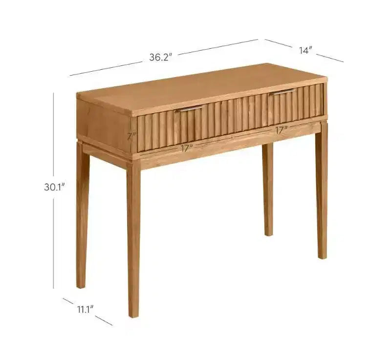 Nathan James Lot de 2 consoles cannelées en bois style bohème marron