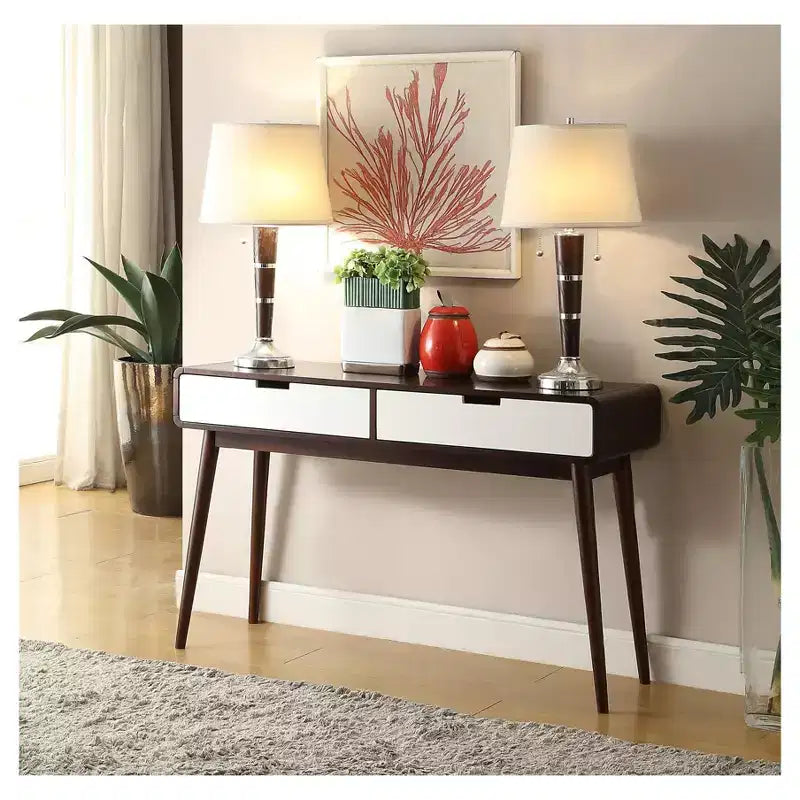 Table console Acme Furniture Noyer Blanc