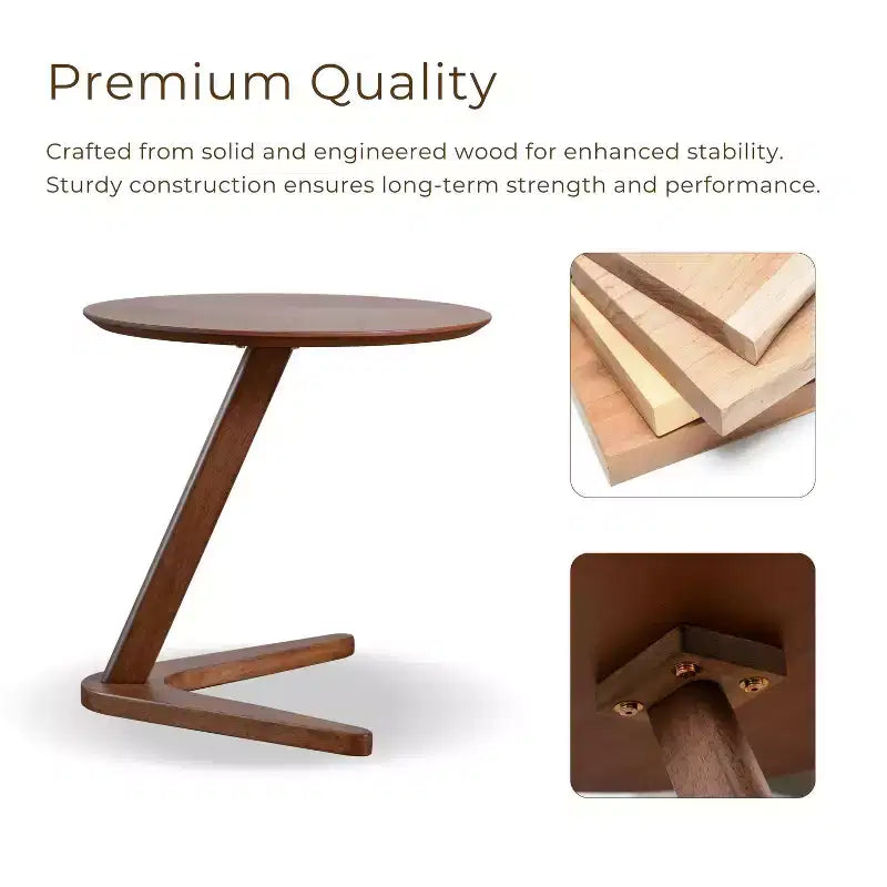 HOMES: Inside + Out Table d'appoint ronde moderne Mid-Century River Run 19,5 pouces Noyer