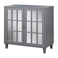 Lifestorey Matteo Modern Mirrored Door Cabinet Charcoal Gray: Modern Farmhouse Style, Brass Pulls, Adjustable Shelf