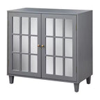 Lifestorey Matteo Modern Mirrored Door Cabinet Charcoal Gray: Modern Farmhouse Style, Brass Pulls, Adjustable Shelf