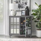 Meuble à porte miroir moderne Lifestorey Matteo Gris anthracite : Style moderne de ferme, Poignées en laiton, Étagère réglable
