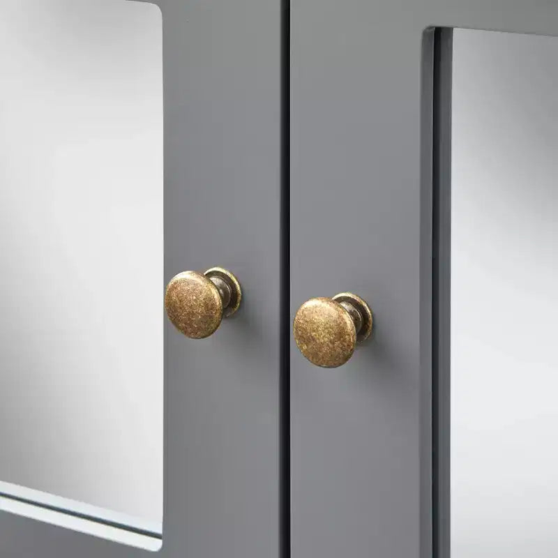Meuble à porte miroir moderne Lifestorey Matteo Gris anthracite : Style moderne de ferme, Poignées en laiton, Étagère réglable
