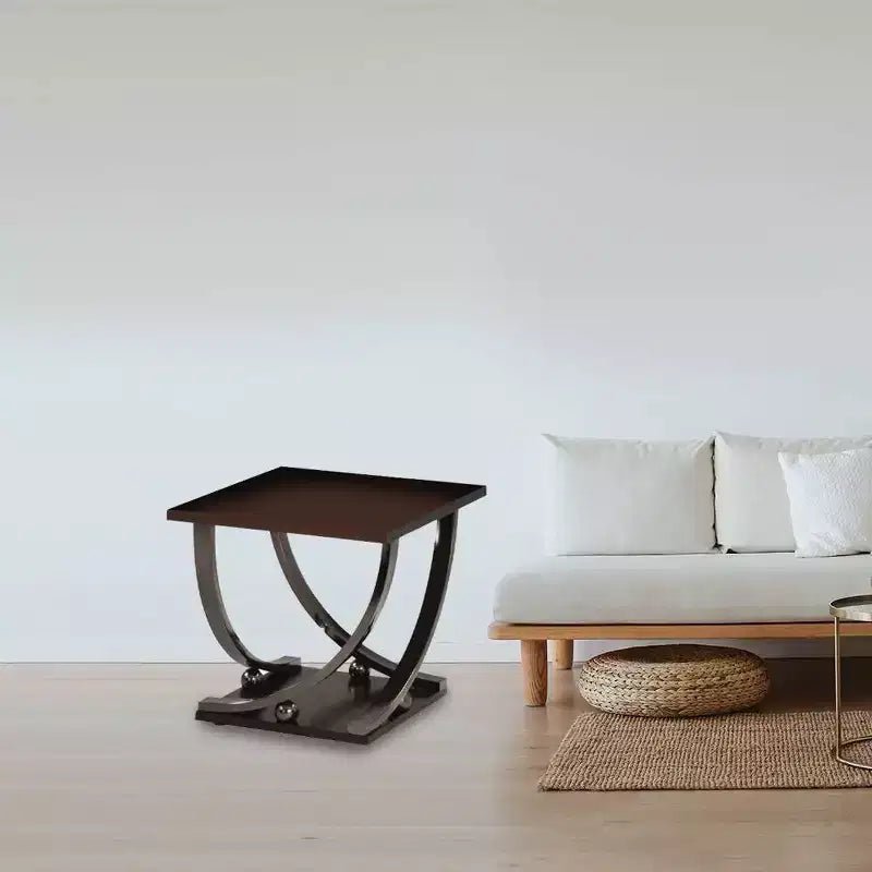 Table d'appoint Acme Furniture Isiah 61 cm nickel noir : Cadre en métal, plateau en bois, aucun assemblage requis, garantie de 60 jours