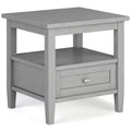 WyndenHall Norfolk End Table Fog Gray: Transitional Style, Pine Material, Drawer Storage, 50lb Capacity