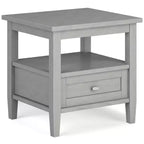 WyndenHall Norfolk End Table Fog Gray: Transitional Style, Pine Material, Drawer Storage, 50lb Capacity
