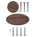 Ensemble de 2 tables basses rondes et ovales Paxton du milieu du siècle Noyer : Rangement, pieds coniques, surface stratifiée, style scandinave