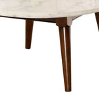 Table basse Gasha 36" – Dessus en marbre blanc et noyer – Acme Furniture : Moderne du milieu du siècle, ronde, pieds en bois, montage sans outils