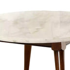 Table basse Gasha 36" – Dessus en marbre blanc et noyer – Acme Furniture : Moderne du milieu du siècle, ronde, pieds en bois, montage sans outils