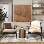Olivia & May Table d'appoint linéaire faite main en feuille de bananier : aucun assemblage requis, usage intérieur, matériau bois
