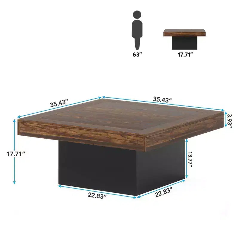 LITTLE TREE Table basse carrée de ferme en bois avec LED Marron/Noir