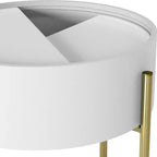 Table d'appoint de rangement ronde moderne Lenvine 20" blanche - miBasics : Structure en fer, étagères ouvertes et fixes, finition lisse