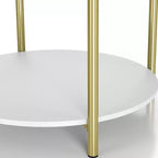 Table d'appoint de rangement ronde moderne Lenvine 20" blanche - miBasics : Structure en fer, étagères ouvertes et fixes, finition lisse