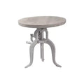 Carolina Living Emma Adjustable Crank Accent Table Whitewash: Cast Iron Base, Mango Wood, 19"-28" H