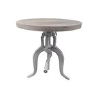 Table d'appoint à manivelle réglable Emma Carolina Living blanc délavé : base en fonte, bois de manguier, H 48-71 cm