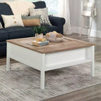 Table basse de jeu Cottage Road avec plateau réversible Blanc doux - Sauder : Échecs et Dames, étagère de rangement réglable