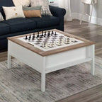 Table basse de jeu Cottage Road avec plateau réversible Blanc doux - Sauder : Échecs et Dames, étagère de rangement réglable