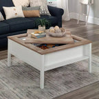 Table basse de jeu Cottage Road avec plateau réversible Blanc doux - Sauder : Échecs et Dames, étagère de rangement réglable