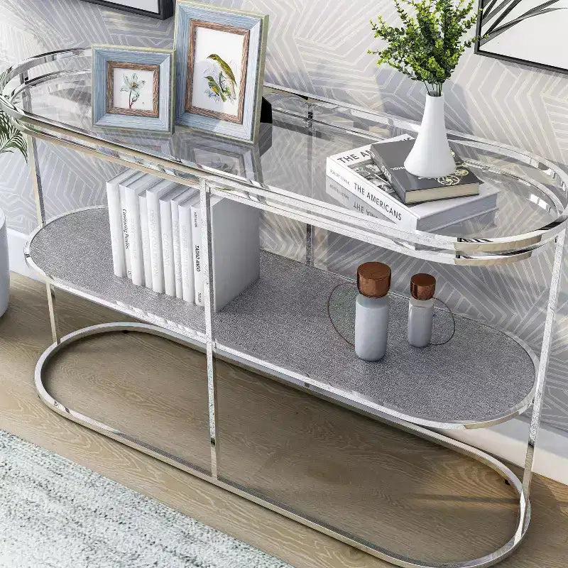 Table console 1 étagère Yarmuth Glam Chrome - HOMES: Inside + Out