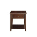 Acme Furniture Malachi End Table Walnut: Rectangular Side Table with Storage Drawer and Shelf