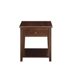 Acme Furniture Malachi End Table Walnut: Rectangular Side Table with Storage Drawer and Shelf