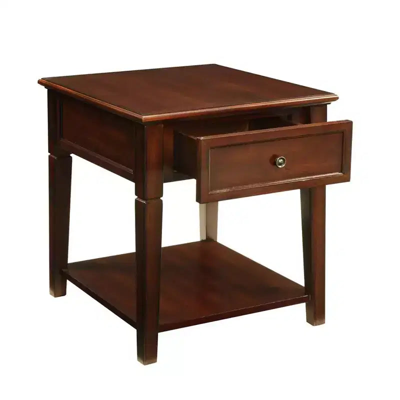 Acme Furniture Malachi Table d'appoint Noyer : Table d'appoint rectangulaire avec tiroir de rangement et étagère