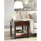 Acme Furniture Malachi Table d'appoint Noyer : Table d'appoint rectangulaire avec tiroir de rangement et étagère