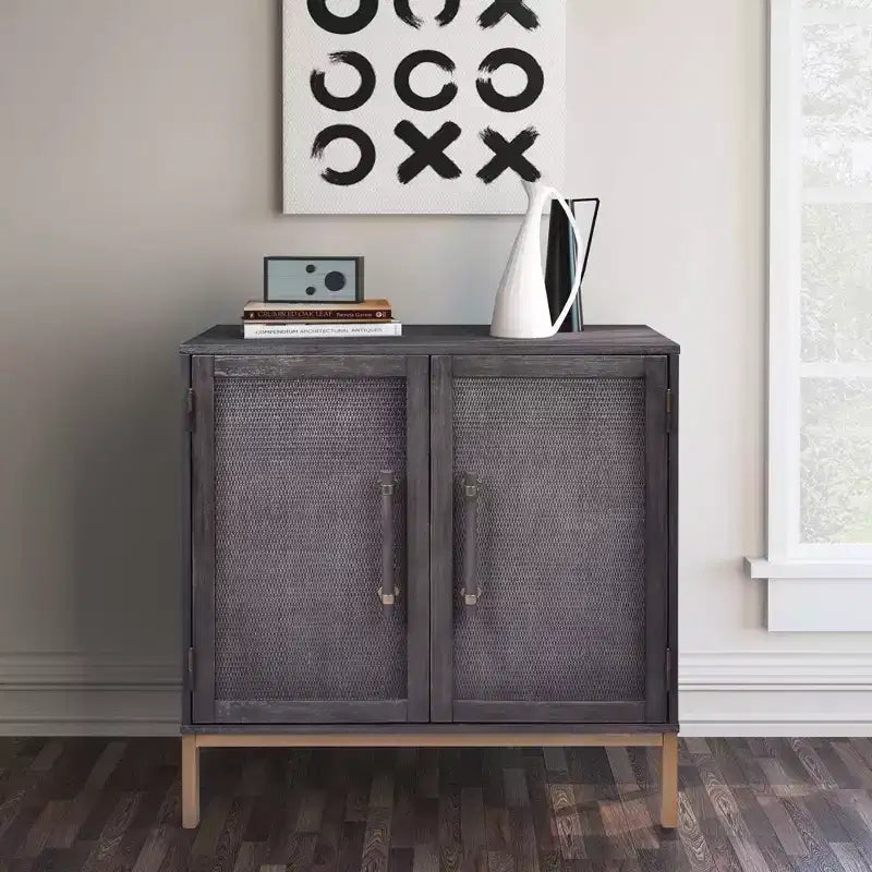 Hopper Studio Sophia Armoire à 2 portes Noir antique : Style moderne, placage bois, structure en MDF, étagères réglables