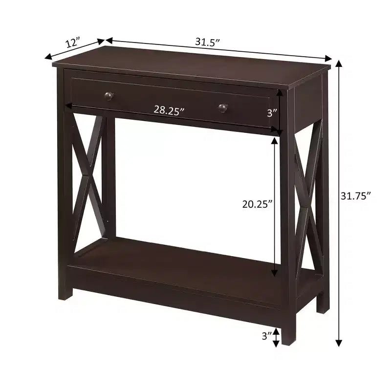 Console d'entrée Breighton Home Oxford à 1 tiroir avec étagère, coloris expresso