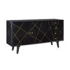 58" Wafford Mid Century Modern Storage Console - Powell: Mango Wood, Iron Hardware