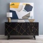 Console de rangement moderne Wafford Mid Century de 58 po - Powell : Bois de manguier, quincaillerie en fer