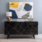 Console de rangement moderne Wafford Mid Century de 58 po - Powell : Bois de manguier, quincaillerie en fer