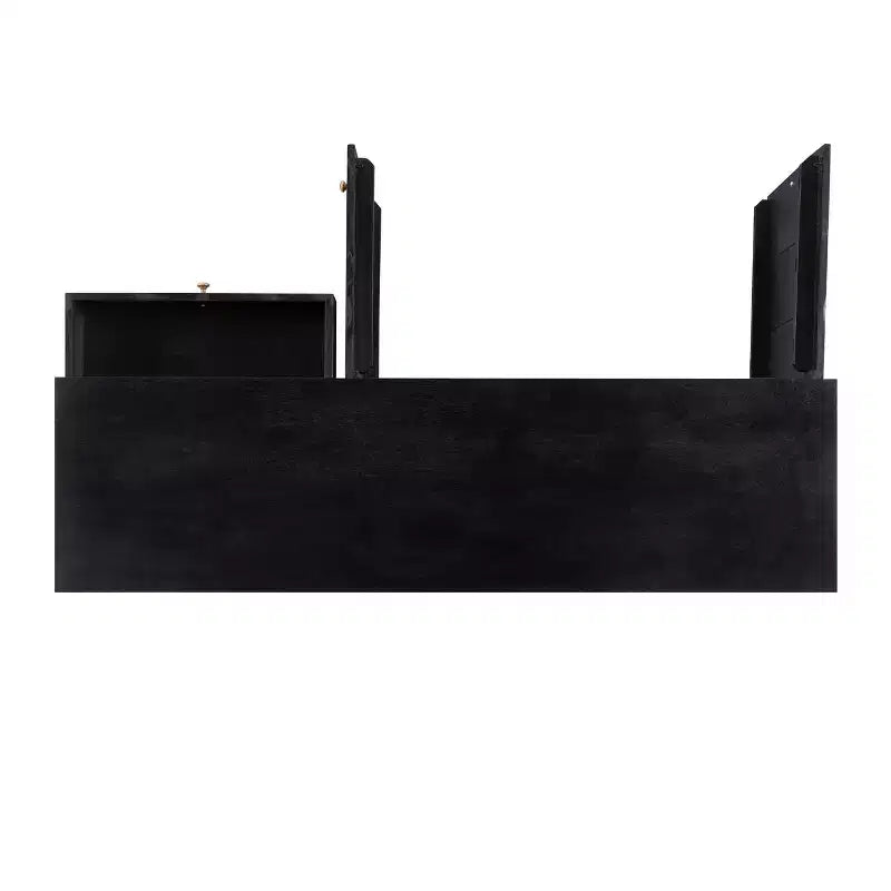 Console de rangement moderne Wafford Mid Century de 58 po - Powell : Bois de manguier, quincaillerie en fer