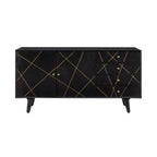Console de rangement moderne Wafford Mid Century de 58 po - Powell : Bois de manguier, quincaillerie en fer