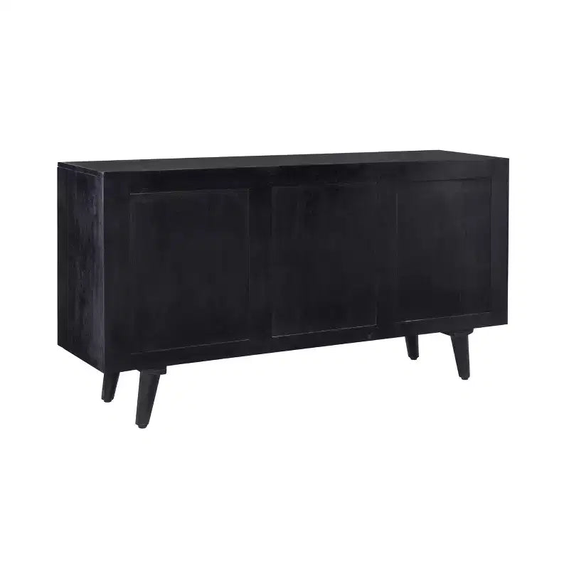 Console de rangement moderne Wafford Mid Century de 58 po - Powell : Bois de manguier, quincaillerie en fer