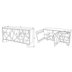 Console de rangement moderne Wafford Mid Century de 58 po - Powell : Bois de manguier, quincaillerie en fer