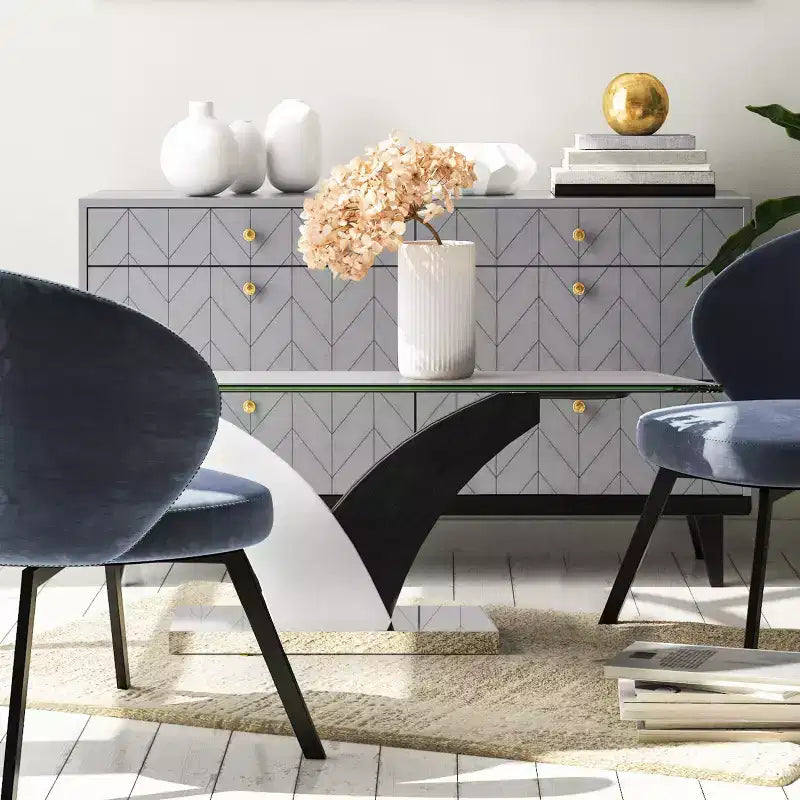 Table Basse Contemporaine Niessa Blanc/Gris Foncé/Chrome - HOMES: Inside + Out