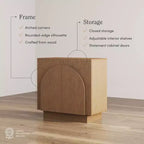 Nathan James Iris Armoire de rangement cintrée du milieu du siècle, Marron clair brossé naturel : Surface en placage, Étagère fixe, Cadre en bois