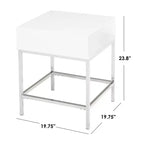 Table d'appoint moderne Buylateral Lewis blanche : MDF brillant, structure métallique robuste, 60,5 cm de hauteur