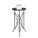 Table d'appoint Storied Home en métal bronze : Plateau rond en pin, 64,8 cm de haut, assemblage requis