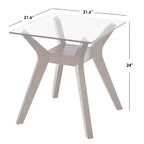 Table d'appoint Buylateral Fontana avec plateau en verre Noyer : Style moderne du milieu du siècle, cadre en bois d'hévéa, plateau en verre trempé transparent