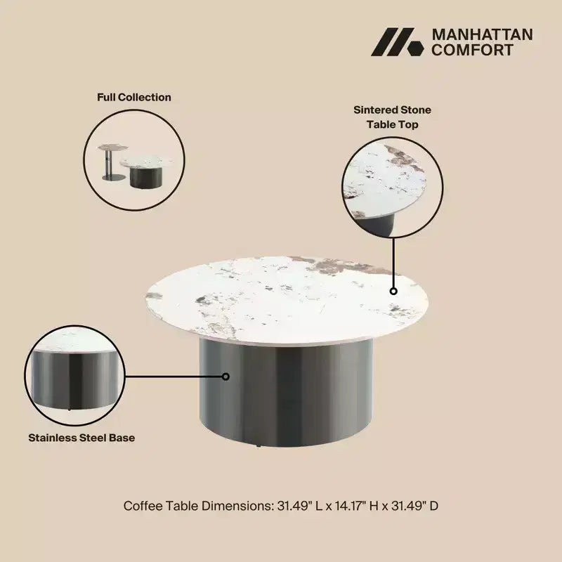 Manhattan Comfort Alondra Ensemble Table basse et table d'appoint 2 pièces Noir