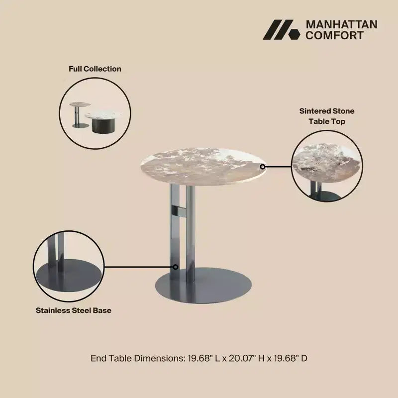 Manhattan Comfort Alondra Ensemble Table basse et table d'appoint 2 pièces Noir