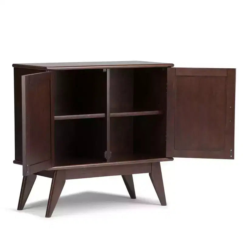 Meuble bas de rangement mi-siècle en bois massif Tierney 32", brun auburn moyen - WyndenHall