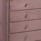 Commode décorative Salonia 43", velours rose - Acme Furniture : Rembourrée, 5 tiroirs, aucun assemblage requis