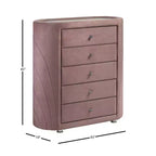 Commode décorative Salonia 43", velours rose - Acme Furniture : Rembourrée, 5 tiroirs, aucun assemblage requis