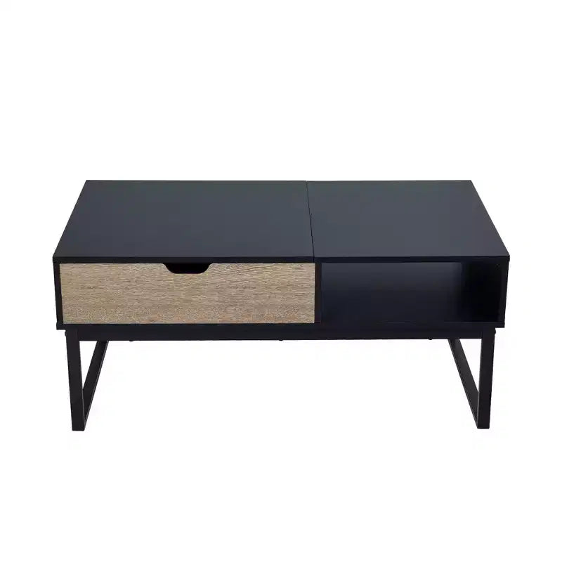 Bryson Table basse relevable bicolore avec rangement noir - Teamson Home : Bureau moderne pour la maison