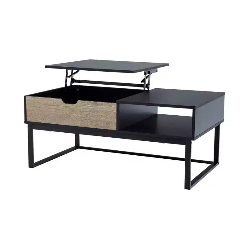 Bryson Table basse relevable bicolore avec rangement noir - Teamson Home : Bureau moderne pour la maison